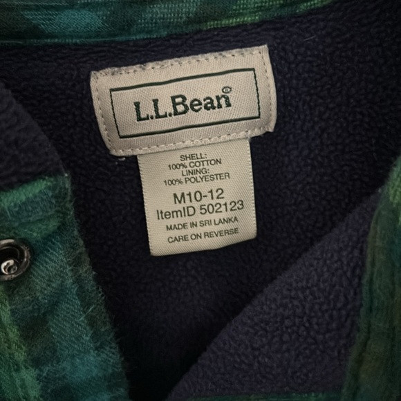 LL bean fleece lined hooded flannel . Gently worn - Picture 3 of 3